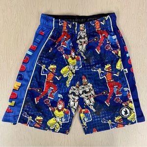 Flow Society Lacrosse Shorts Boys Small Fortnite Lax Beef Boss Blue Red Yellow